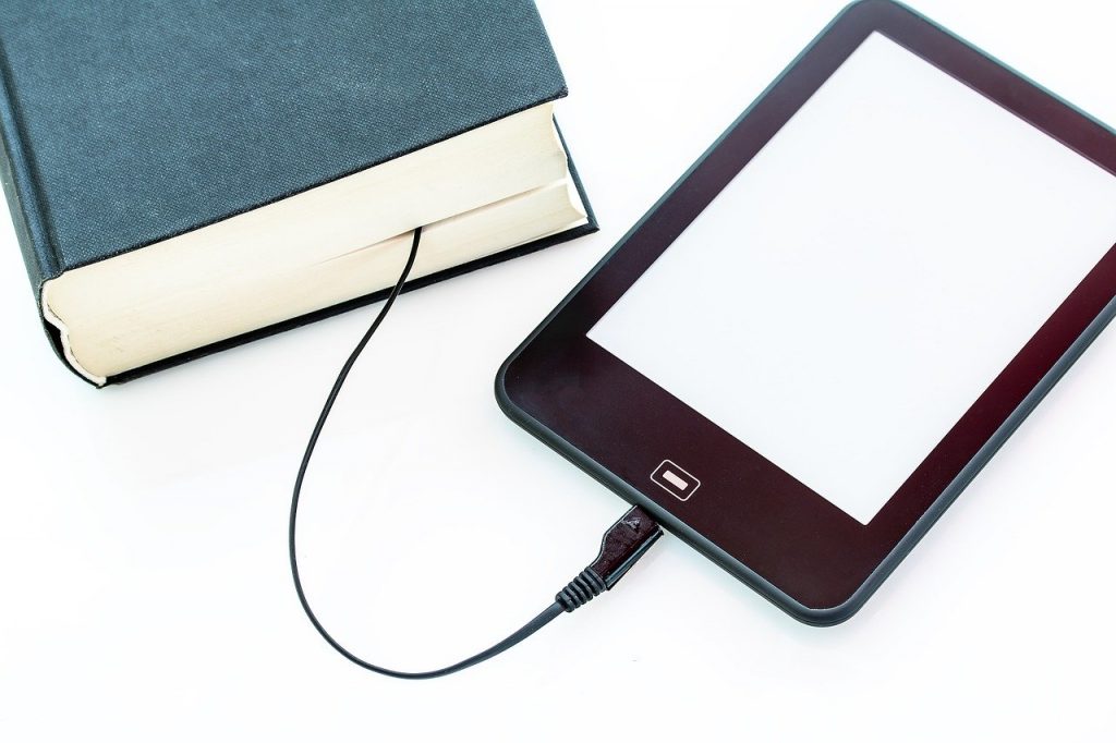 ebook, book, charging cable